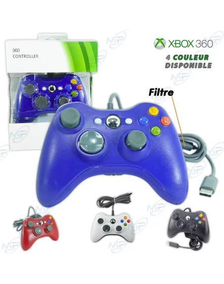 🕹️Manette Filaire Xbox 360 et PC | Vibrations, Confort et 4 Couleurs
