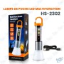 🔦 Lampe de Poche LED Multifonction Rechargeable HS-2302 – Éclairage Portable avec Crochet, Aimant et Zoom