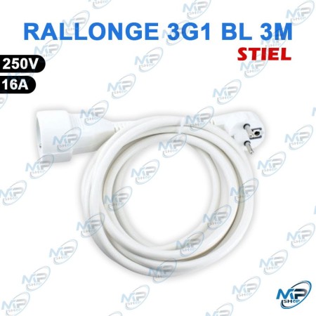 🔌  Rallonge Électrique STIEL 3G1 3 Mètres – 16A / 250V avec Prise et Fiche Mâle