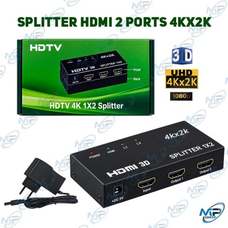 🔌 Splitter HDMI 1 Entrée 2 Sorties 4Kx2K – Répartiteur HDMI Full HD 1080p et 3D