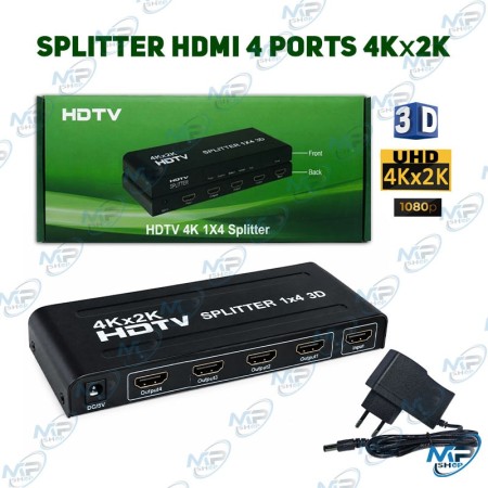 🔌 Splitter HDMI 1 Entrée 4 Sorties 4Kx2K – Répartiteur HDMI Full HD 1080p et 3D
