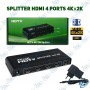 🔌 Splitter HDMI 1 Entrée 4 Sorties 4Kx2K – Répartiteur HDMI Full HD 1080p et 3D