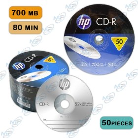 💿 HP CD-R 700MB 80 Min 52X – Bobine de 50 CD Vierges Enregistrables