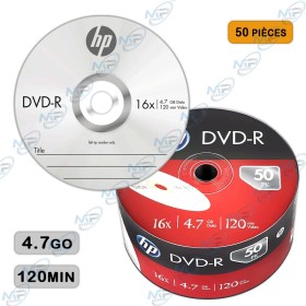 💿 HHP DVD-R 4.7GB 120 Minutes 16X – Pack de 50 DVD Vierges Enregistrables