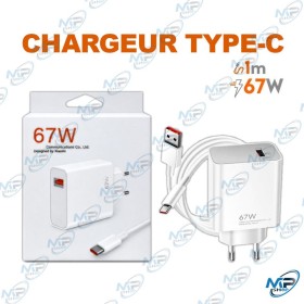 ⚡ Chargeur Rapide 67W avec Câble USB Type-C – Adaptateur Secteur pour Smartphone