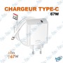 ⚡ Chargeur Rapide 67W avec Câble USB Type-C – Adaptateur Secteur pour Smartphone