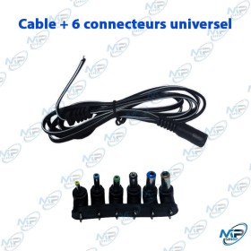 🔌 Câble Universel pour Chargeur PC Portable + 6 Embouts Connecteurs Adaptateurs
