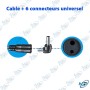 🔌 Câble Universel pour Chargeur PC Portable + 6 Embouts Connecteurs Adaptateurs