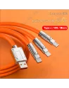 ⚡ Câble de Chargement Rapide 3-en-1 (Micro USB, iOS, Type-C) | 120W & 6A