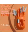 ⚡ Câble de Chargement Rapide 3-en-1 (Micro USB, iOS, Type-C) | 120W & 6A