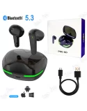 👂Écouteurs TWS Gaming MUJU PRO 60 – Bluetooth 5.3, Lumières LED, Son Stéréo HiFi