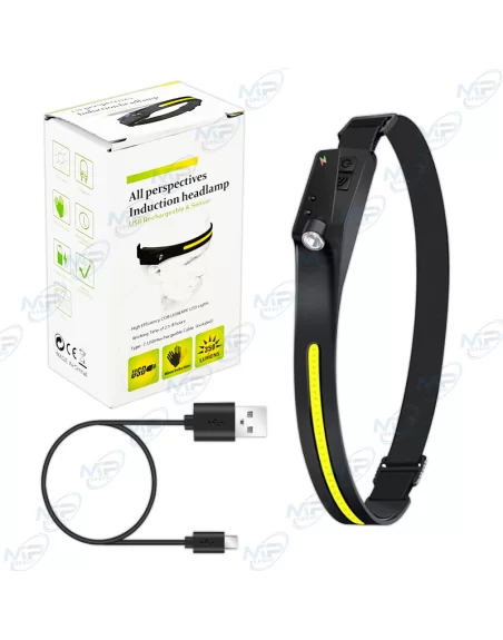 💡Lampe Frontale COB 350 Lumens Rechargeable USB-C | Capteur Mouvement