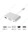 Adaptateur TYPE-C  3.1 Vers VGA + USB 3.0 + Type-C PD