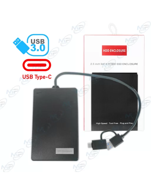 BOITIER DISQUE DUR 2.5 SATA SSD 2-en-1 USB 3.0/TYPE-C