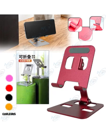 📱Support Téléphone Métal Pliable | Réglable & Stable | Aluminium Premium