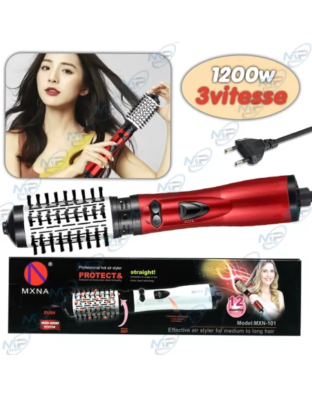 💨 Brosse Air Chaud Rotative 1200W - Séchage & Coiffage Pro Facile