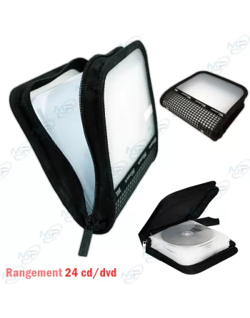 ⚫Sacoche 24 CD/DVD Traxdata Compacte – Étui Zippé Anti-Choc et Transport