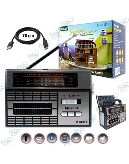 RADIO solaire PORTABLE MULTI-BANDES,BLUETOOTH ,RECHARGEABLE.