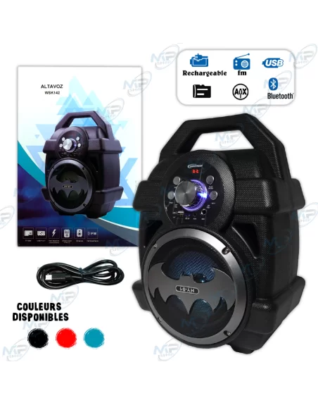 🔊Enceinte Bluetooth Portable WSK142 Rechargeable – Radio FM, USB, Carte TF, AUX – Haut-Parleur Sans Fil