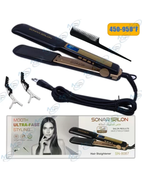 ✨Lisseur Sonar Salon SN-8087 : Cheveux Lisses, Température 450-950°F