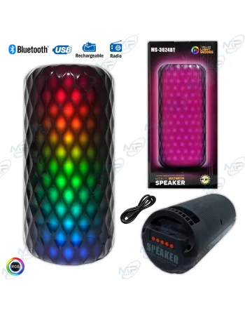 Enceinte Bluetooth RGB MS-3624BT Rechargeable – Radio FM, USB, Éclairage LED Multicolore