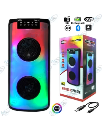 🔊Enceinte Bluetooth RGB S4419 Rechargeable – FM, USB, AUX, Carte TF, Microphone Intégré