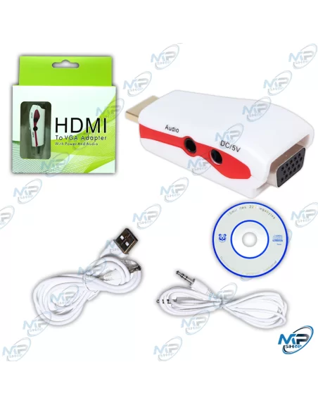 ADAPTATEUR FULL HDMI VERS VGA AVEC ALIMENTATION ET AUDIO