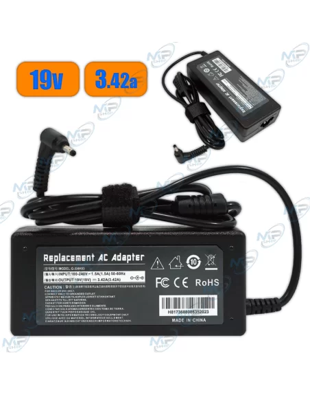 CHARGEUR ADAPTABLE ACER PC PORTABLE 19V 3.42A 3.0*1.1MM