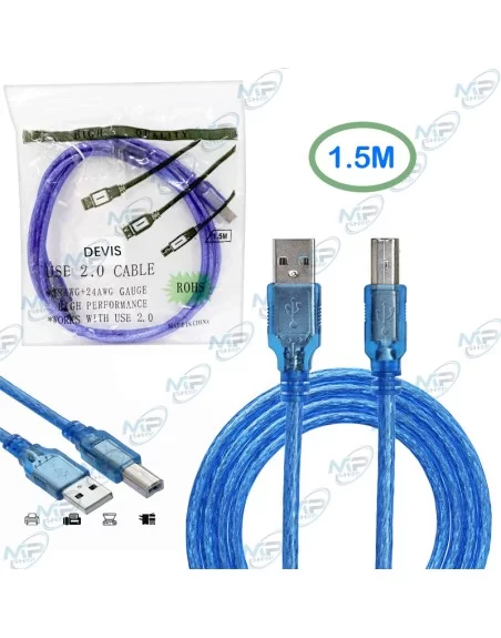 🖨️Câble USB 2.0 A vers B Mâle 1.5M Bleu - Imprimante, Scanner, Hi-Speed