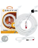 ⚡Câble Plat Griffin Lightning 3M Premium | Zéro Nœud, Grande Liberté iOS