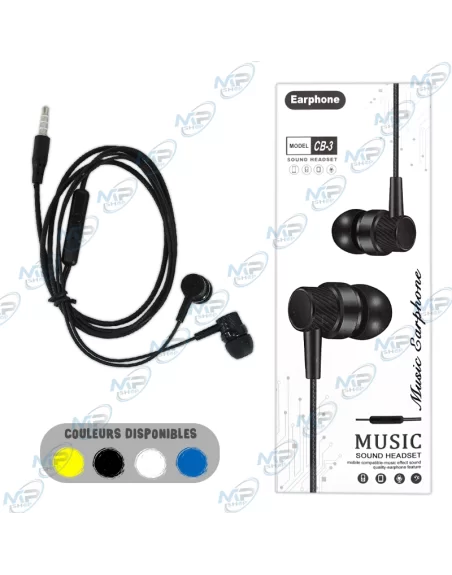 🔊Casque Audio Filaire CB-3 Stéréo - Son Haute Qualité, Jack 3.5mm & Micro
