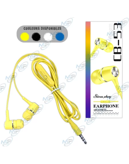 🔊Écouteurs Filaires CB-53 Stéréo Métalliques - Jack 3.5mm & Micro