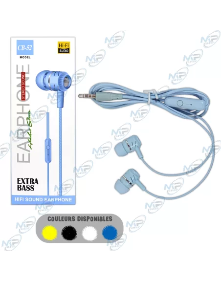 🔊Écouteurs Filaire CB-52 - Hi-Fi Audio, Extra Bass, Jack 3.5mm & Micro