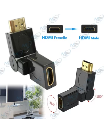 ADAPTATEUR HDMI Mâle à Femelle Réglable a 360 Degrés