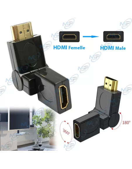 📺Adaptateur HDMI Rotatif 360° et Coudé 180° | Qualité 4K Ultra HD