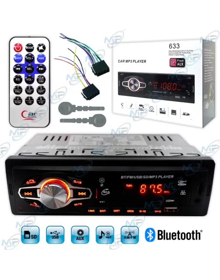 POSTE RADIO VOITURE MP3 BLUETOOTH AVEC TELECOMMANDE