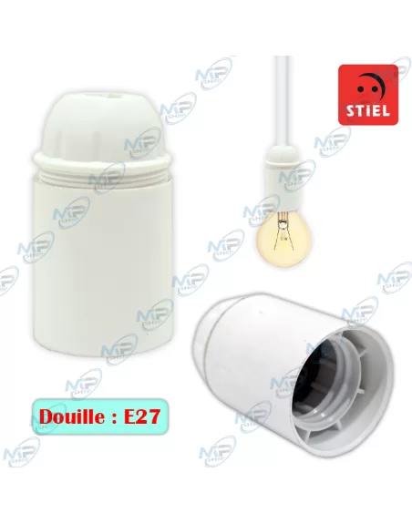 💡Douille Ampoule E27 Standard Blanche | Montage Suspension/Pendentif