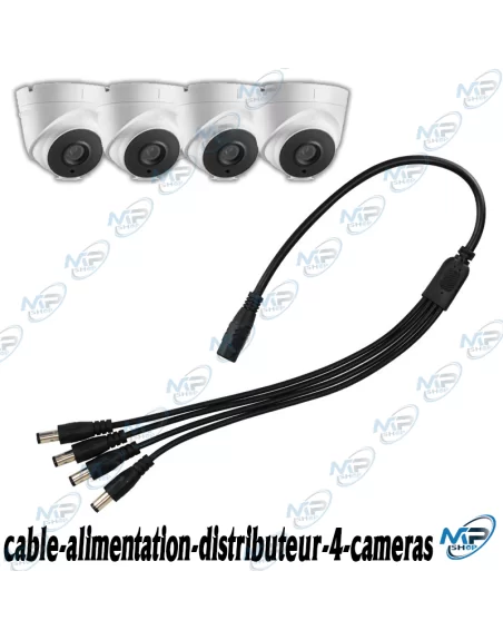 🔌Câble Distributeur Alimentation 4 Caméras | 1 Vers 4 DC 5.5x2.1mm