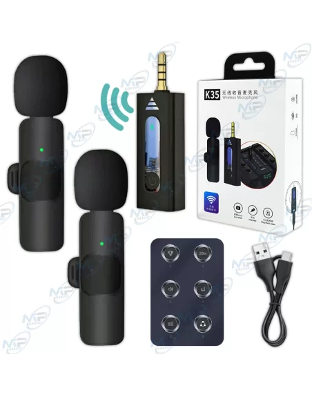 🎤🎤Double Micro Sans Fil K35 Jack | Kit Interview Caméra DSLR & Mixeur | Duo Audio