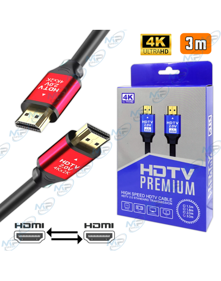 CABLE HDMI 3 METRES 4K HDTV 2.0V