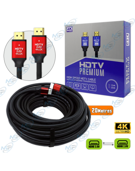 CABLE HDMI 20 METRES 4K HDTV2.0V