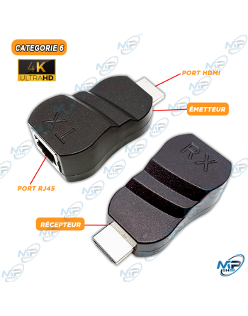📺Extendeur HDMI vers RJ45 Cat6 | 4K Ultra HD | Portée 30m Plug & Play