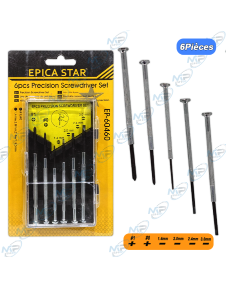 🛠️Set de 6 Tournevis Précision EPICA STAR - Réparation Électronique Facile