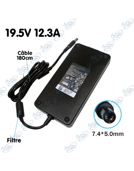 🔌Chargeur Dell Alienware 240W 19.5V 12.3A Embout 7.4x5.0mm Gaming