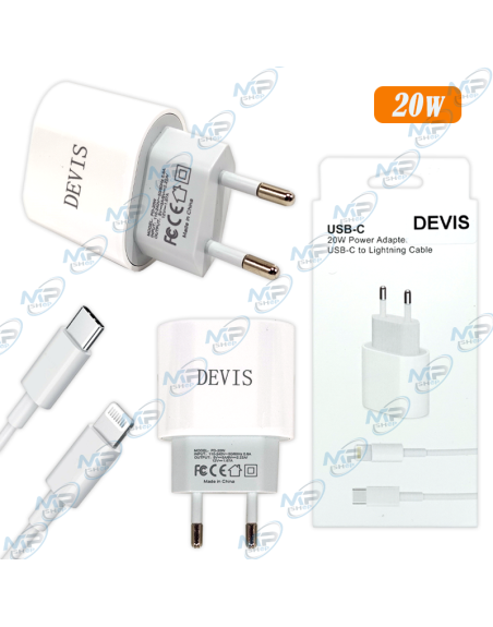🚀 Chargeur Ultra-Rapide USB-C PD 20W pour iPhone 15/14/13/12 + Câble Lightning 1M