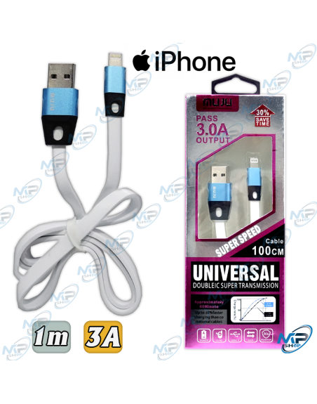 CABLE CHARGEUR iphone BLANC 1M 3a