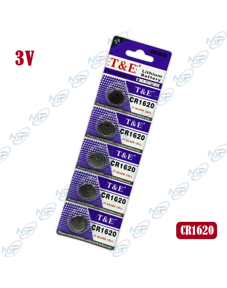 🔋Pile Lithium CR1620 T&E 3V (x5) | Longue Durée & Fiabilité
