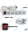 MULTIPRISES 5 PORTS - 1.5M - AVEC interrupteur