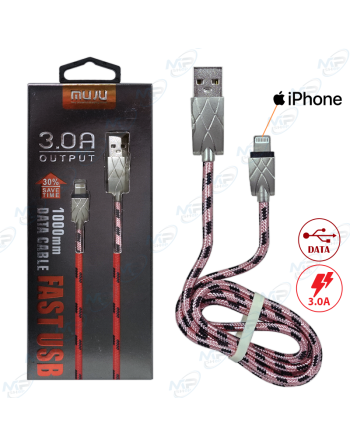 🚀Muju MJ-27 : Câble Lightning Tressé 1M - Charge Rapide 3.0A pour iPhone