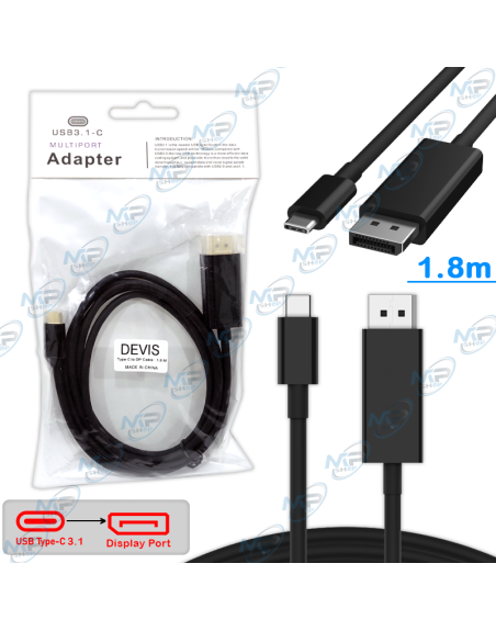 CABLE ADAPTATEUR USB TYPE-C VERS DISPLAY PORT